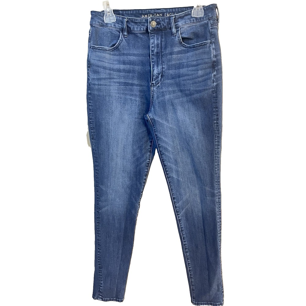AE Super Hi Rise Jegging Jeans Womens 14‎ X-Long W31 L29 Stretch Light Wash